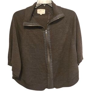 Debbie Morgan Charcoal Gray Zip-Front Knit Poncho Cardigan - Size Small